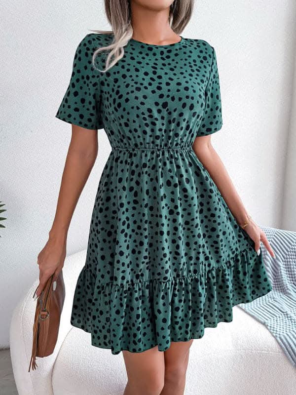 Chic Polka Dot Ruffled Dress for Effortless Style - Love Salve 