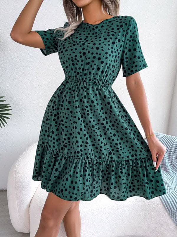 Chic Polka Dot Ruffled Dress for Effortless Style - Love Salve 