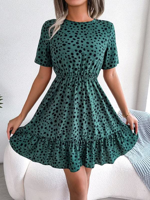 Chic Polka Dot Ruffled Dress for Effortless Style - Love Salve 