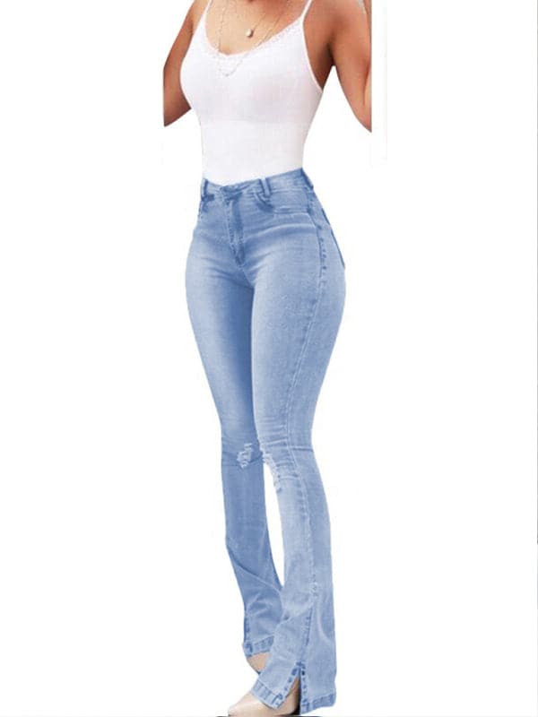 High waist flared jeans for women