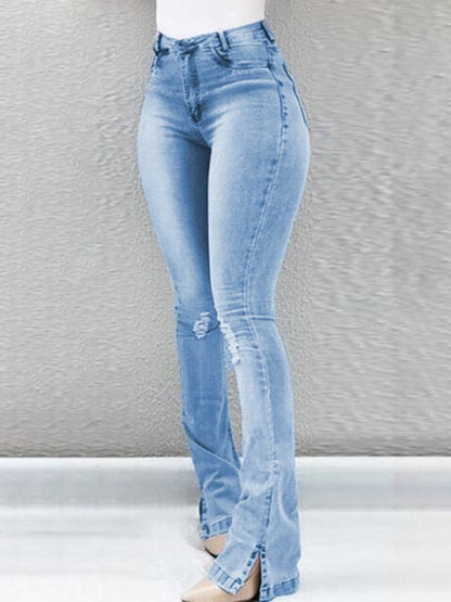 High waist flared jeans for women