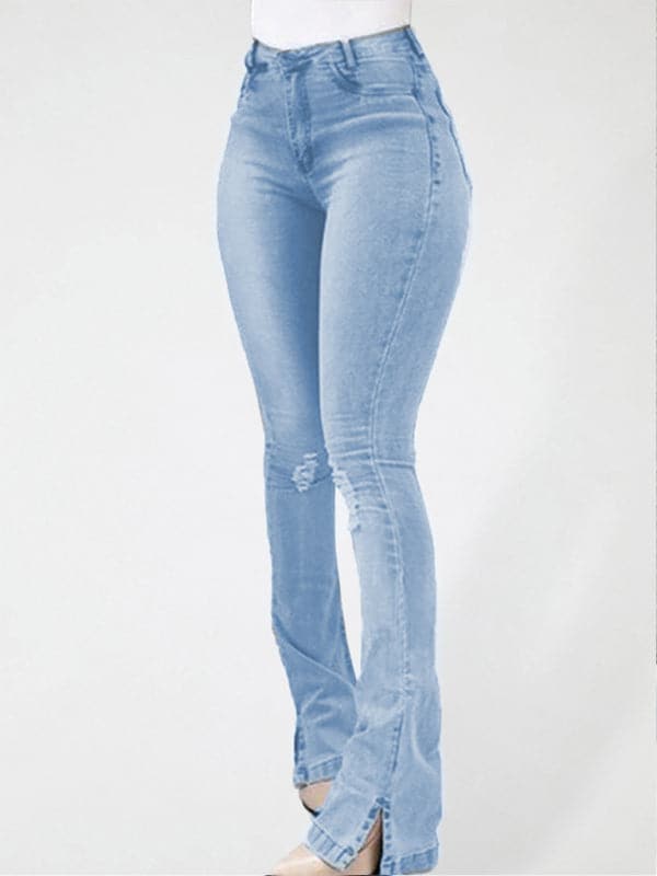 High waist flared jeans for women