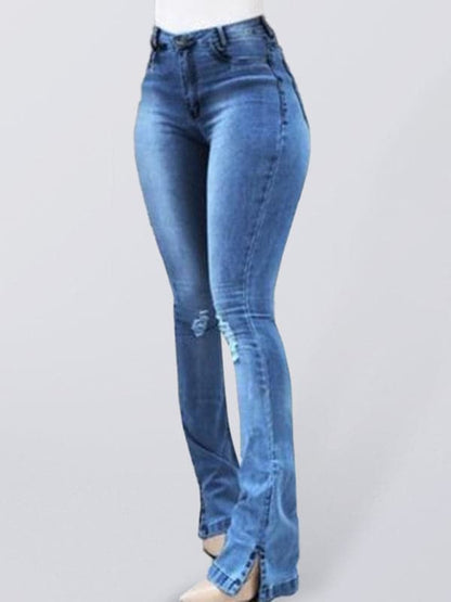 High waist flared jeans for women