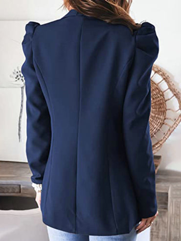 Women's Casual Commuting Long-Sleeved Shoulder Pad Puff Sleeve Slim Suit