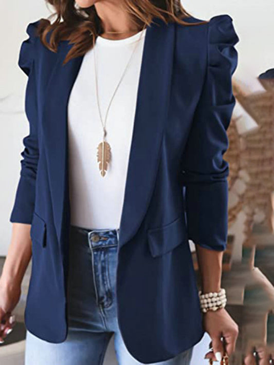 Women's Casual Commuting Long-Sleeved Shoulder Pad Puff Sleeve Slim Suit