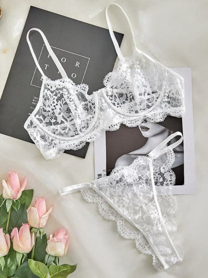 Women's sexy lace see-through sexy lingerie sets.