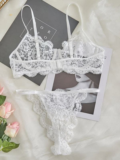 Women's sexy lace see-through sexy lingerie sets.