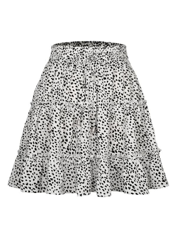 Ladies High Waist Ruffled Floral Printed A-Line Skirt.