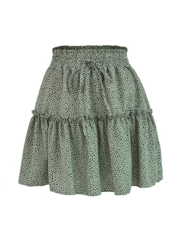 Ladies High Waist Ruffled Floral Printed A-Line Skirt.