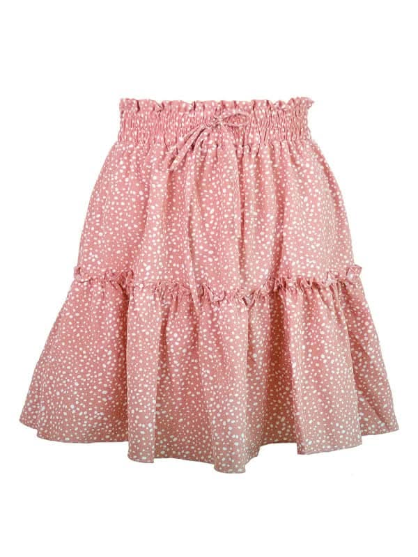 Ladies High Waist Ruffled Floral Printed A-Line Skirt.