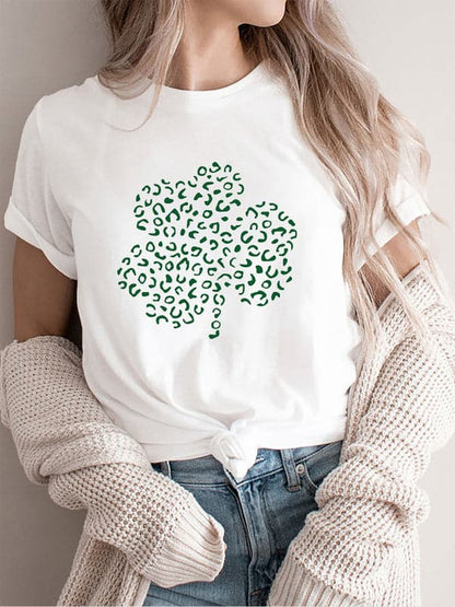 Leopard shamrock casual tee