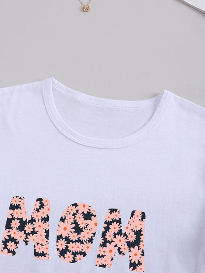 Floral print mom graphic tee