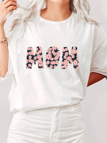 Floral print mom graphic tee