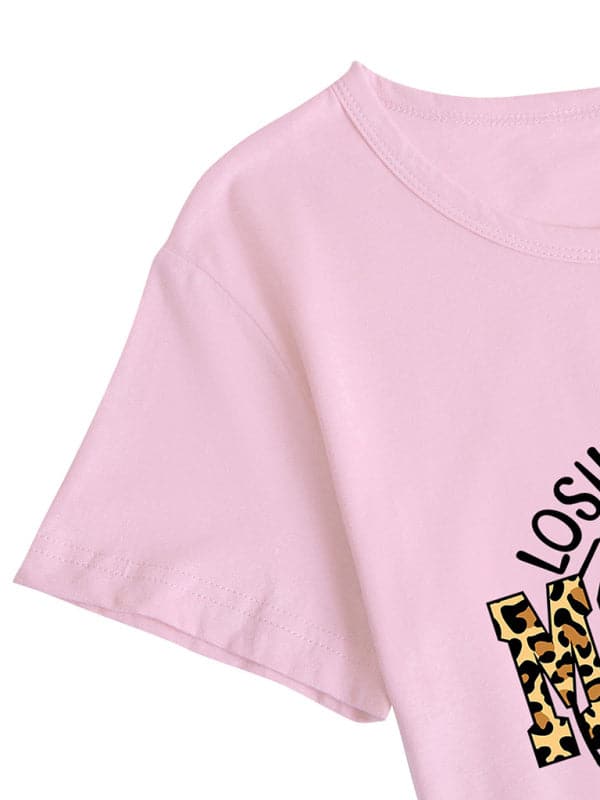 Chic leopard print knit t-shirt