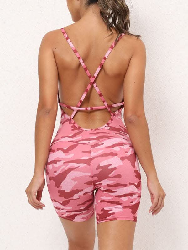 Backless Crossover Fitness Jumpsuit - Love Salve 