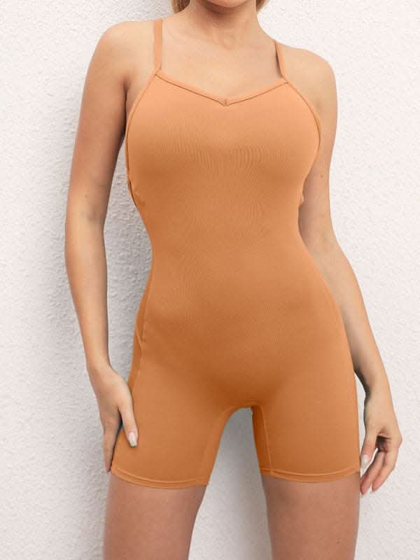 Backless Crossover Fitness Jumpsuit - Love Salve 