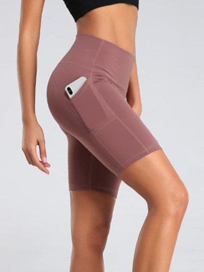 High-waisted cycling and yoga shorts