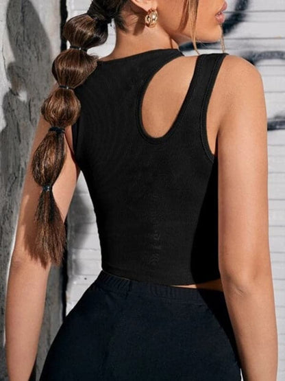 Women's Knitted Hollow Asymmetric Cropped Vest.