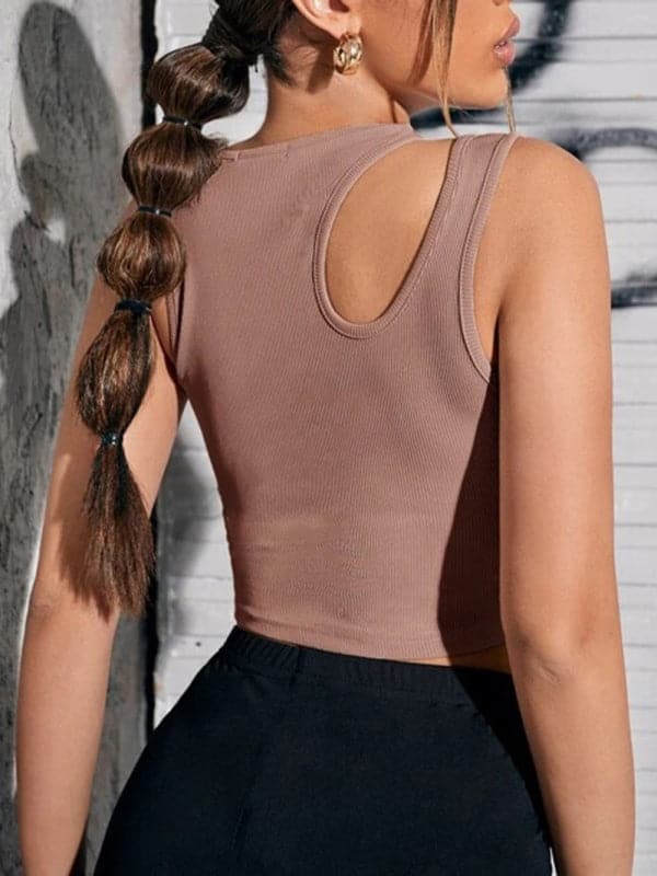 Women's Knitted Hollow Asymmetric Cropped Vest.