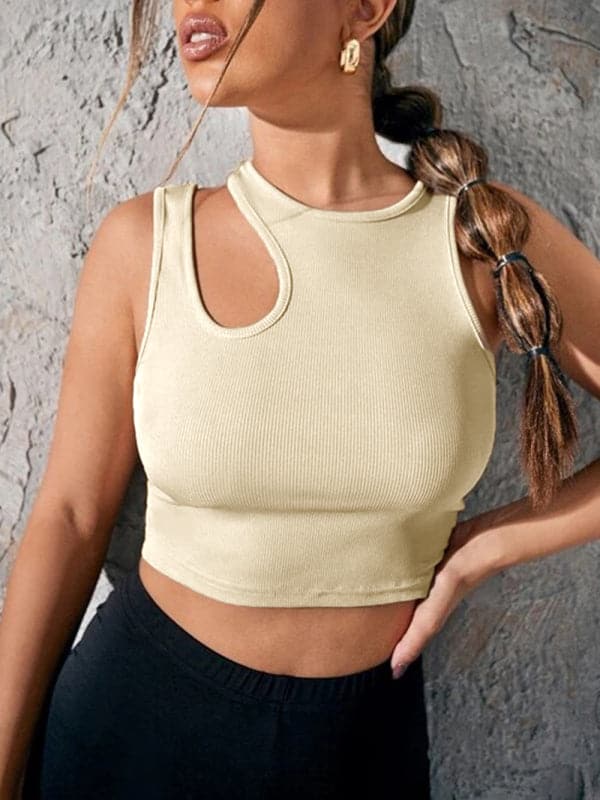 Women's Knitted Hollow Asymmetric Cropped Vest.