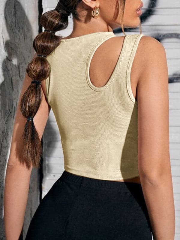 Women's Knitted Hollow Asymmetric Cropped Vest.