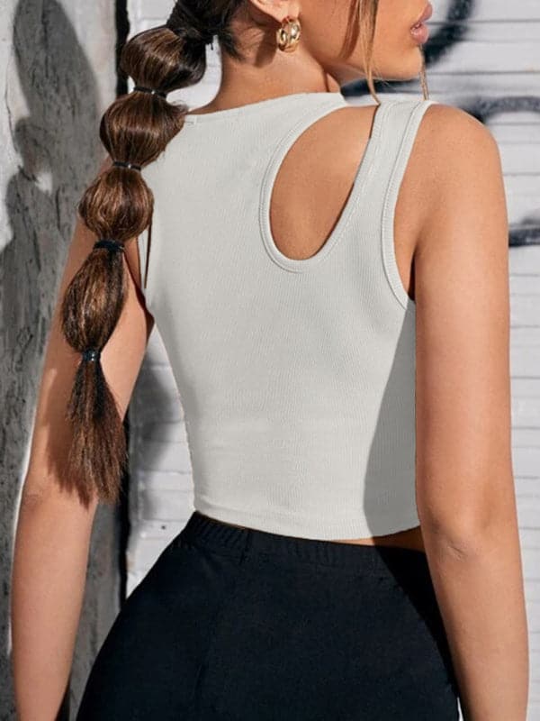 Women's Knitted Hollow Asymmetric Cropped Vest.