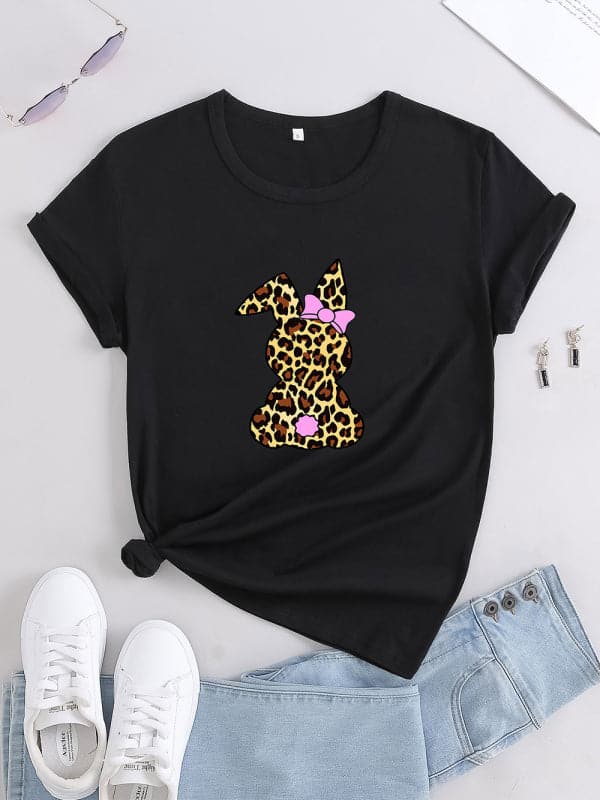 Leopard bunny cute tee shirt