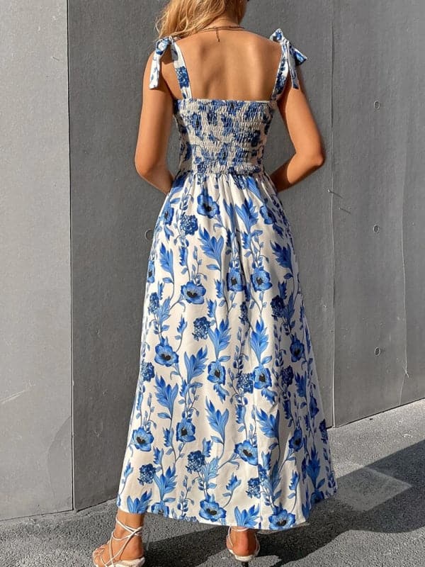 Sexy Slim Dress Sleeveless Sling Print Temperament Women's Long Dress.