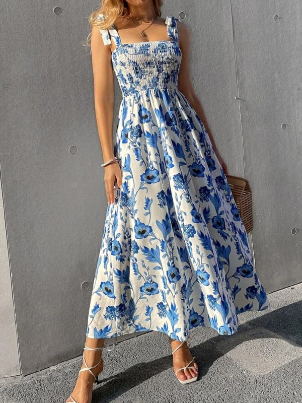 Sexy Slim Dress Sleeveless Sling Print Temperament Women's Long Dress.