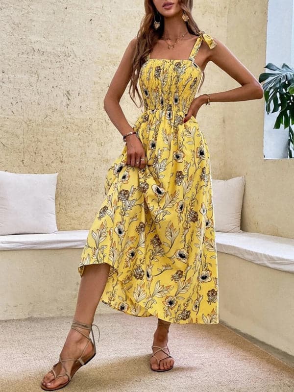 Sexy Slim Dress Sleeveless Sling Print Temperament Women's Long Dress.