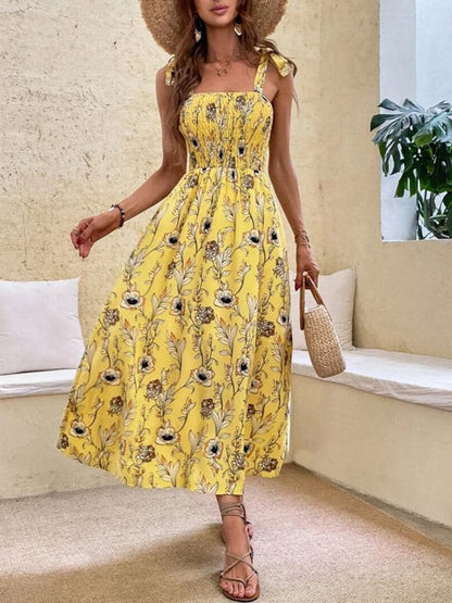 Sexy Slim Dress Sleeveless Sling Print Temperament Women's Long Dress.