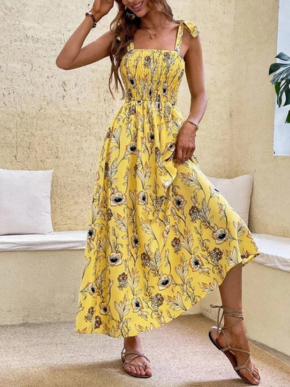 Sexy Slim Dress Sleeveless Sling Print Temperament Women's Long Dress.