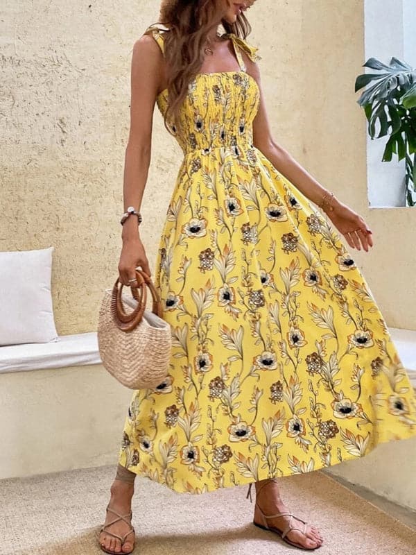 Sexy Slim Dress Sleeveless Sling Print Temperament Women's Long Dress.