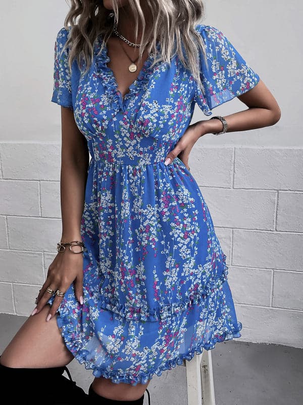 Casual all-match spring and summer sexy short dress.