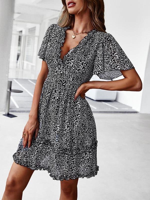 Casual all-match spring and summer sexy short dress.