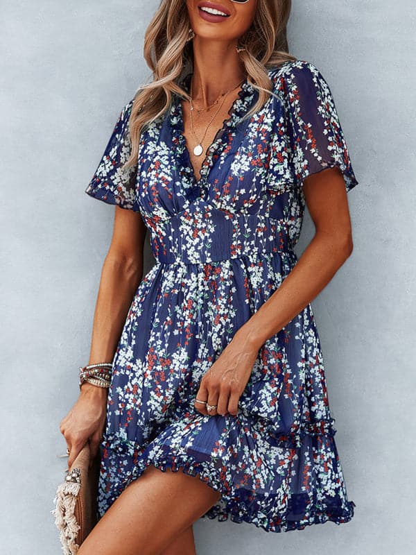 Casual all-match spring and summer sexy short dress.