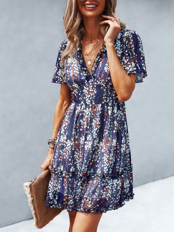 Casual all-match spring and summer sexy short dress.