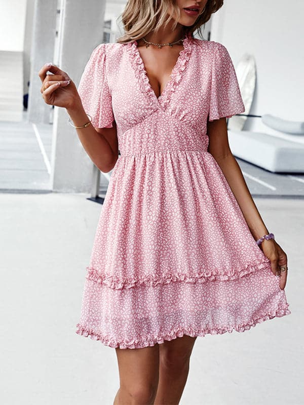 Casual all-match spring and summer sexy short dress.