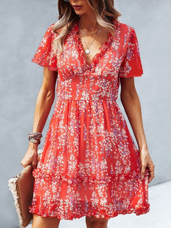 Casual all-match spring and summer sexy short dress.