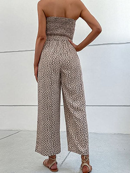 New European and American women's holiday leopard print one-piece jumpsuit.