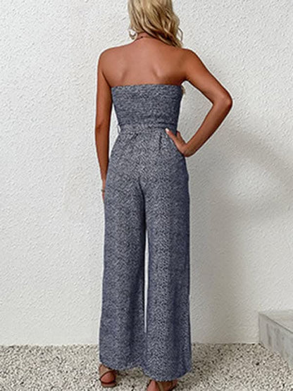 New European and American women's holiday leopard print one-piece jumpsuit.