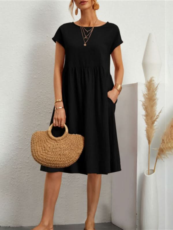 Elegant A-line Cotton Dress for Effortless Spring Style - Love Salve 