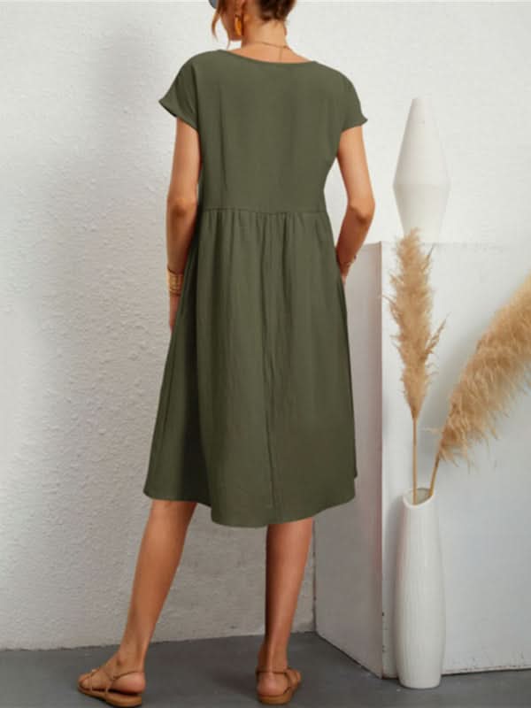 Elegant A-line Cotton Dress for Effortless Spring Style - Love Salve 