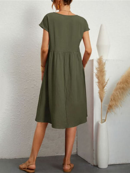 Elegant A-line Cotton Dress for Effortless Spring Style - Love Salve 