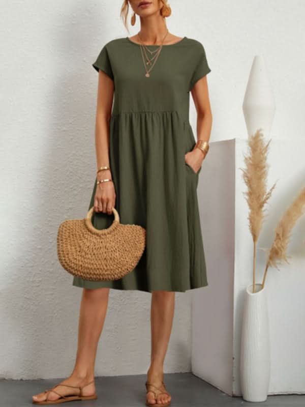 Elegant A-line Cotton Dress for Effortless Spring Style - Love Salve 