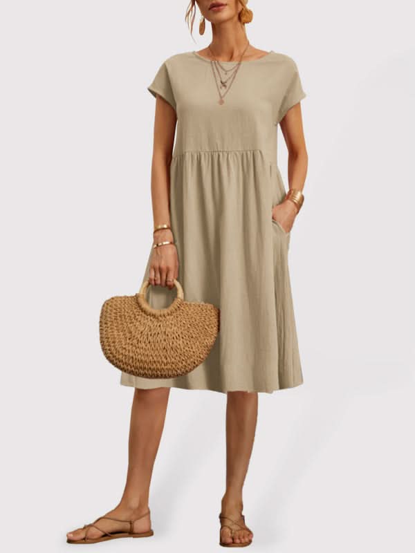 Elegant A-line Cotton Dress for Effortless Spring Style - Love Salve 