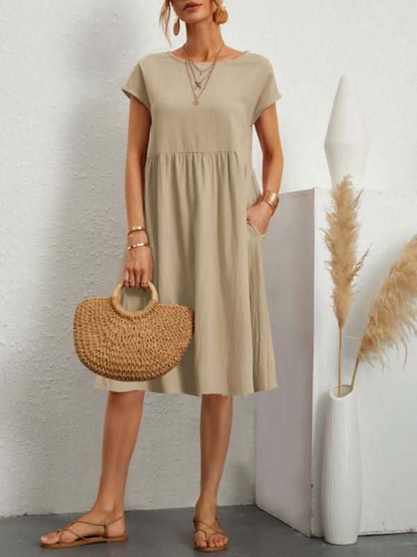 Elegant A-line Cotton Dress for Effortless Spring Style - Love Salve 