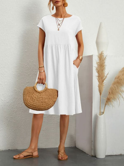 Elegant A-line Cotton Dress for Effortless Spring Style - Love Salve 