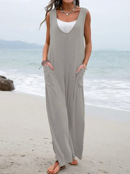 Chic v-neck cotton jumpsuit for women - Love Salve 