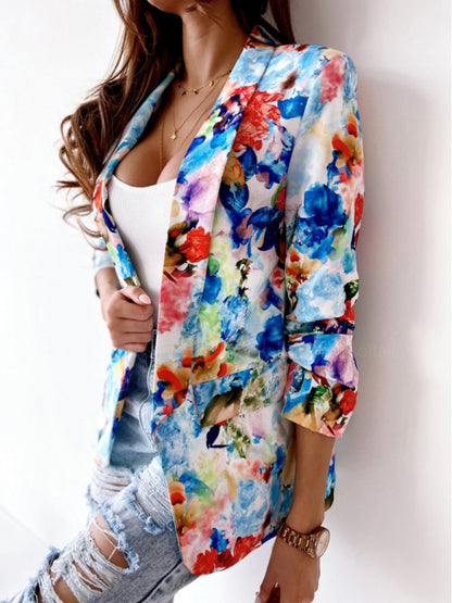 Fashion Print Spring Coat Casual Small Suit for Women